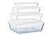 Pyrex® - Cook & Freeze - Set di 4 piatti rettangolari in vetro con coperchio ermetico - Speciale congelatore - Sicuri da usare nel forno e nel congelatore - Senza BPA