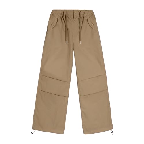 Image of Rolanko Girls Parachute Pants Y2K Cargo Pants for Girls Loose Jogger Trousers with Pockets Streetwear Kids 4-14 Years