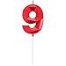 2.75in Tall 3D Diamond Shape Bright Red 9 Candles, Red Color Happy Birthday Cake Toppers Decorating and Celebrating for Adults/Kids Party/Family Baking (Bright Red Diamond Shaped 2.75in Number 9)