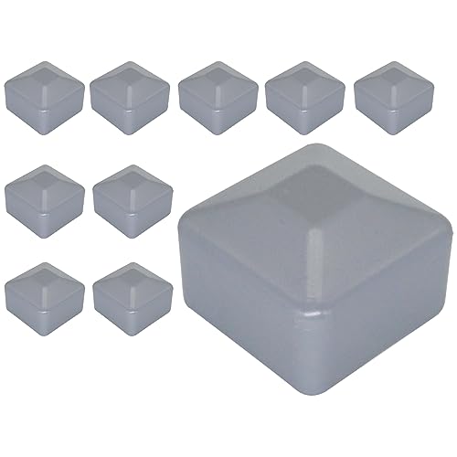 SKIR'CO (10 Stück) Zaunpfostenkappen, quadratisch, 40 x 40 mm, graue Kunststoffkappen für Zaunpfosten, Fenstergrau RAL 7040