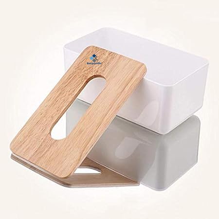 KRUPANIDHI 1pc Rectangle Shape Wooden Cover Plastic Tissue Box Holder Paper Napkin Holder Case Tissue Holder Dispenser Organizer