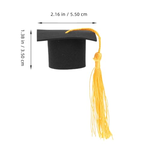 8 Mini Birretes de Graduación Toddmomy Amarillos de Papel y Poliéster para Postres 2