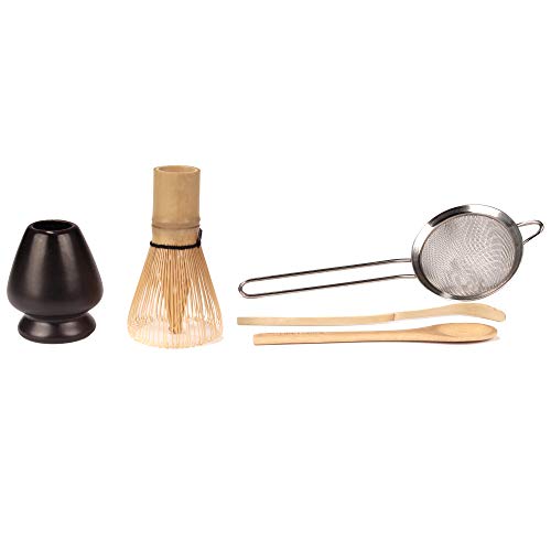 Japanese Ceremonial Matcha Green Tea Whisk Set Golden Chasen Whisk