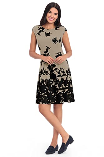 Image of London Times Womens Dresses Cap Sleeve Fit and Flare - Elegant Summer Cocktail Graduation Garden Party Wedding Guest Dress