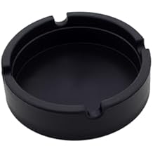 Healifty 1pc Outdoor Silicone Ashtray Unbreakable Heat Resistant Rubber for Patio Deck Poolside - Portable Black Ash Tray for Office Home Decor