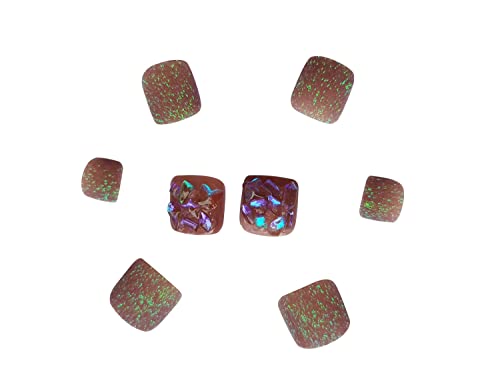 YONAIL 24 Stück Kurze Falsche Zehennägel Glitter Falsche Zehennägel Press On Zehennägel für Frauen und Mädchen Acryl Falsche Zehennägel Full Cover Cover