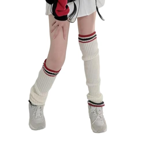 Women Ribbed Knit Leg Warmer Preppy Vintage Double Slouch Leg Boot Cuffs Stretch Long Boot Socks