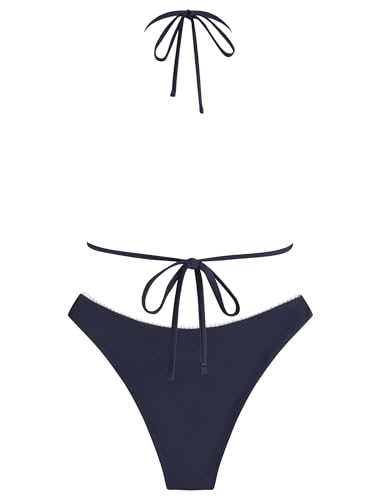 Image of ZAFUL Womens Halter Bikini Sets Triangle Bikinis High Cut Swimsuits 2 Piece Bathing Suits Sexy Swimwear
