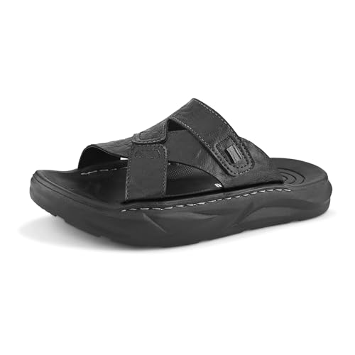 Image of Centrino Men's Slide Sandals | Stylish Adjustable Velcro Strap Sandal with Grip Insole | Casual Summer Footwear | Comfortable Casual Footwear for Office, Travel & Walking (9577)