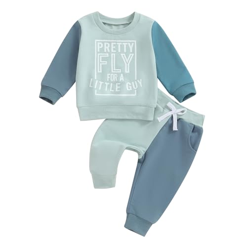 Image of Toddler Baby Boy Fall Clothes Letter Print Long Sleeve Sweatshirt Elastic Pants Cute Kids Winter Outfits