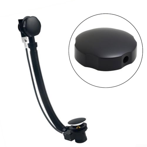 Badewannen-Drehknopf, 74 mm, schwarze Messingkonstruktion, Überlaufschutz, Badezimmer-Hardware, Wasserkontrolle, einfache Installation, runder Griff, modernes Design