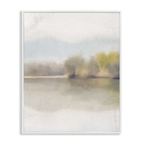 Misty Distant Lake Landscape, 11 x 14 Inch Framed Giclée Print