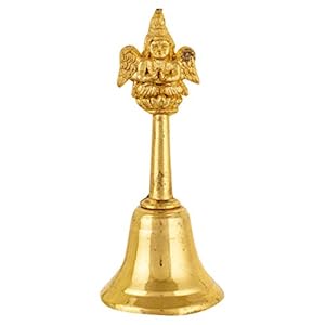 SoilMade Pooja Brass Bell, Cone Shape, Brass Made, Size Aprox 8cm and 70g, Pack of 1 Brass Bell in Box