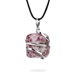 AYANA Lepidolite Crystal Necklace – Handmade Ethically Sourced Gemstone Pendant for Women, Libra Zodiac, September Birthstone, Heart & Crown Chakra Alignment