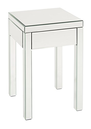 Ave Six REF09-SLV AVE SIX Reflections End Table with Drawer, Mirrored Finish, Silver