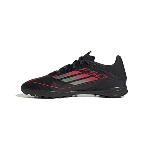 adidas F50 League TF Noir adidas Mixte F50 League Football Boots Turf Chaussures, Core Black/Iron Metallic/Lucid Red, 38 EU