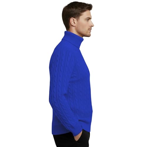 Pull à col roulé haut de gamme en tricot bleu marine taille XS