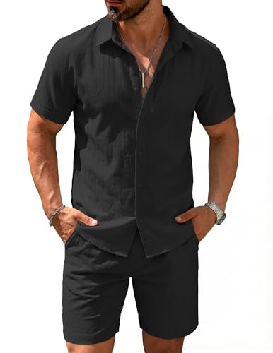 Ensemble coton et lin homme anti-transpiration vêtement plage fluide