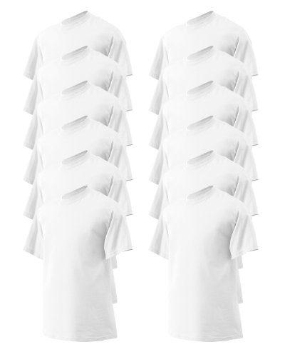 Gildan Men's Seamless Double Needle T-Shirt, white, Large. ( Pack12 )