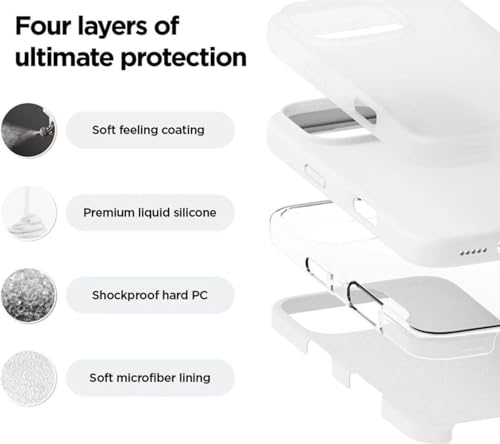 Image of Premium Liquid Silicone Case for iPhone 16 Pro - Slim Full Body Protective Back Cover with Soft Microfiber Lining, Anti-Slip Grip Scratch Resistant Phone Case (White)