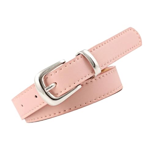 Golden buckle Women's Belts -2 * 105cm PU Leather Skinny Waist Belt with Metal Buckle for Dresses, Jeans & Pants - Simple Luxury Designer Style (Black/Brown)(Pink)