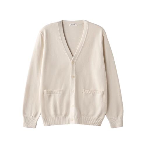 Men Single Breasted V-Neck Casual Knitwear Cardigan Solid Color Long Sleeve Sweaterjacket