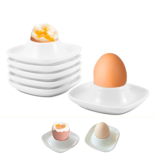Semazz Portauovo,6 PCS Porta Uovo in Plastica Tazze Portauova Morbido Tazza per Uova Dure Piatti per Uova Vassoio per Uova Dure Morbide in Forno a Microonde e Lavabile in Lavastoviglie