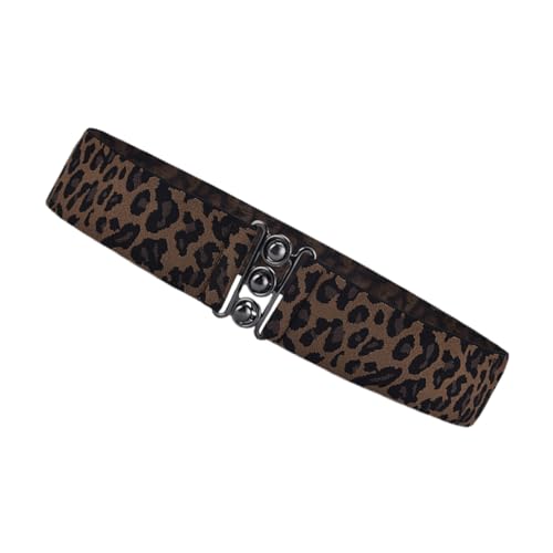 Didiseaon 1Pc Leopard Print Elastic Waist Belt for Women Stylish Wide Waistband for Dresses Trousers and Shorts Fashionable Accessory for Ladies and Girls