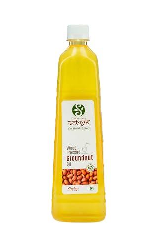 Image of S Siddhagiri's SATVYK THE HEALTH re STORE Wood Pressed Groundnut Oil - (1Ltr) - | Wooden Ghani | Kachi Ghani Peanut Oil | Unrefined Cooking Oil | Groundnut Oil for Cooking