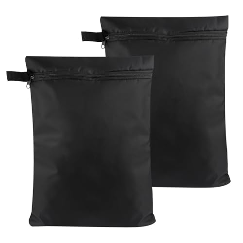 Image of 2 Packs Wet Bags, 39.5 x 27.5 cm Waterproof Wet Dry Bags, Reusable Wet Dry Bags for Swimming, Cloth Nappy Wet Bag with Zip, Washable Cloth Diaper Bag for Swimsuits, Beach Towel, Sportswear