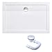 doporro Duschtasse Duschwanne Faro2W 80x100x4 flach inkl. Ablaufgarnitur aus Acryl in Weiß Rechteckig DIN-Anschlüsse für bodenebene Montage geeignet