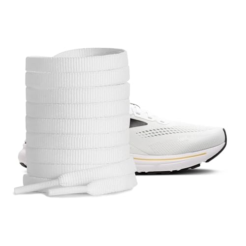 UamGlsob Lacci sottili da 6 mm per scarpe da corsa Brooks Ghost, Stringhe di ricambio piatti a strisce per sneakers da ginnastica (White, 47Inch/120cm)