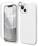 GONEZ for iPhone 14 Case Silicone, with Screen Protector + Camera Lens Protector, [Soft Anti-Scratch