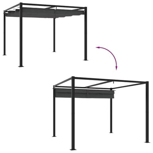 Tonnelle de jardin rétractable anthracite 3x3 m en acier - 6