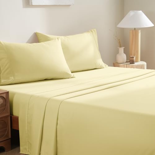 MCO Bedding Full Sheets Set - Soft Bed Sheets - Cooling Breathable Bedding Set with 16 Deep Pocket (4 Pieces Full Pineapple Yellow)