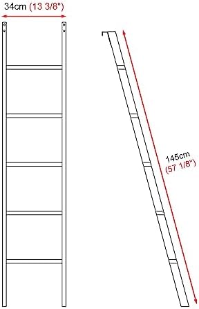 Heavy-Duty Black Metal Bunk Bed Ladder for RVs, Apartments & Campers - 61" Hanging Step Ladder with Hooks, Ideal for Space-Saving Solutions