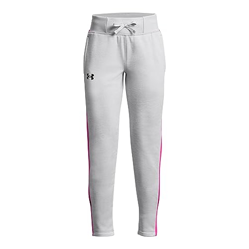 Under Armour girls Armour Fleece Pants, (016) Halo Gray Medium Heather / / Rebel Pink, X-Large