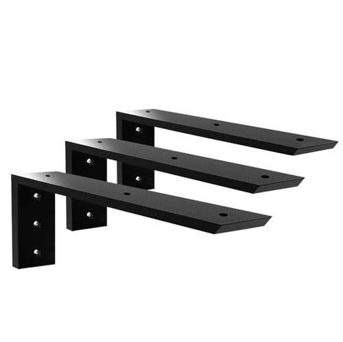 Countertop Support Bracket 12 Inch 3 Pack Countertop Bracket for Granite 3/8" Thick 12"x6"x2.5" Heavy Duty L Brackets Shelf Brackets Metal Corbels for Quartz/Granite/Wood/Concret/ Laminate Countertops