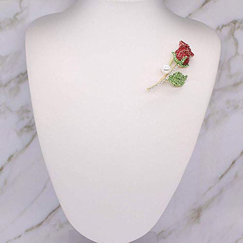 Image of Created Crystal Brooch Crystal Rhinestone Rose Flower Fashion Pin Gift Women Girls Rose Gold