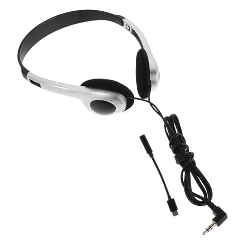 TOPBATHY Auriculares Supraurales Cableados Retro Color Plata 900 Negro Adaptador 3.5 Mm a Type-c, Ligeros y Compatibles Pc, Móvil y Tablet para Uso Escolar y Biblioteca