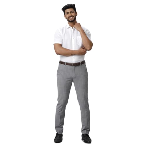 Image of RAMRAJ COTTON Men White Solid Half Sleeve Cotton Shirt