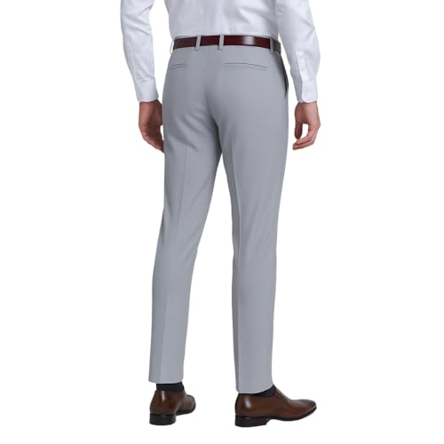 Image of Men's Stretchable Formal Trousers | Regular Fit Mid Rise Office Wear Pants | Elasticated Waistband 2 Inch Stretch | 4 Pocket Pant