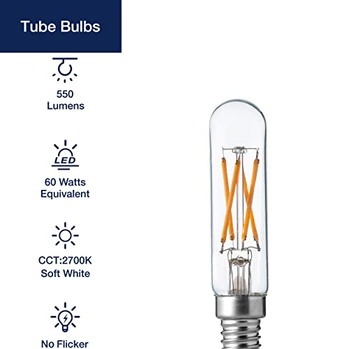 Flsnt 60W Equivalent Candelabra Led Bulbs, Dimmable T6/T25 Led Light Bulbs For Chandelier, 90+ High Cri, 2700K Soft White, E12 Base, 550Lm, 5.5W, 6 Pack #TOP1