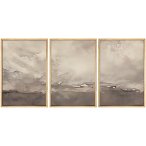 SIGNWIN Framed Canvas Print Wall Art Set Neutral Cloudy Sky