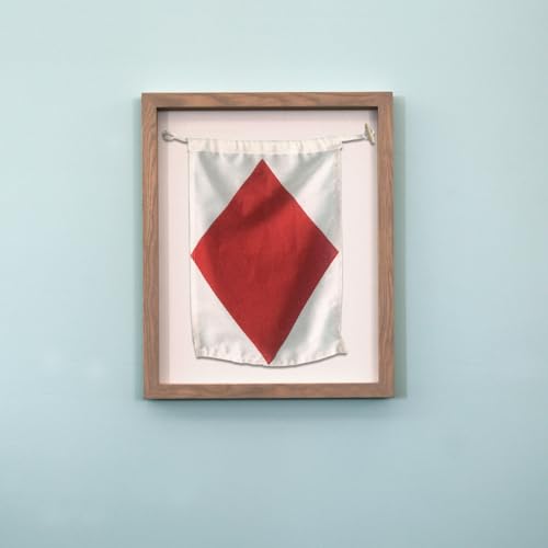 Nautical Signal Flag F in Glass-Free Frame, Beautiful Hardwood Frame Made in USA from Domestic Ash