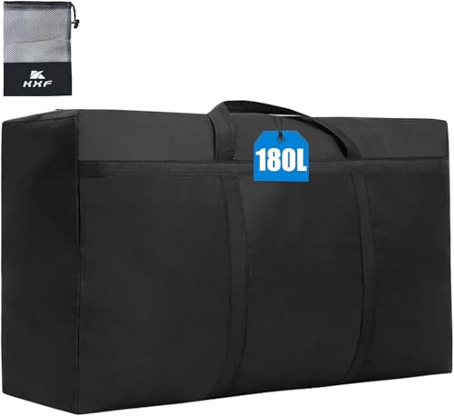 KXF Extra Large 180L Storage Bags with Handles Waterproof Durable Black Carry Bag Under Bed Organizer Duffelbag for Travel Moving Decorations Gym School