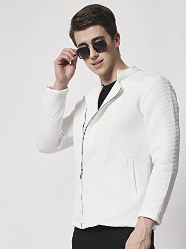 Image of Tandul Men's Jacket White Jacket with Unique Design Full Sleeve Jacket Winter Warm Jacket Boost Your Style with Casual Jacket for Men