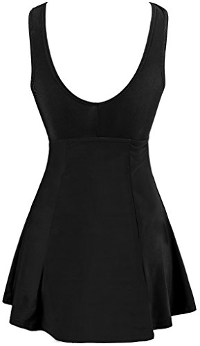 wantdo Women's Plus Size One Piece Swimsuit Tummy Control Modest Bathing Suit Flower Print Swimdress with Skirt3