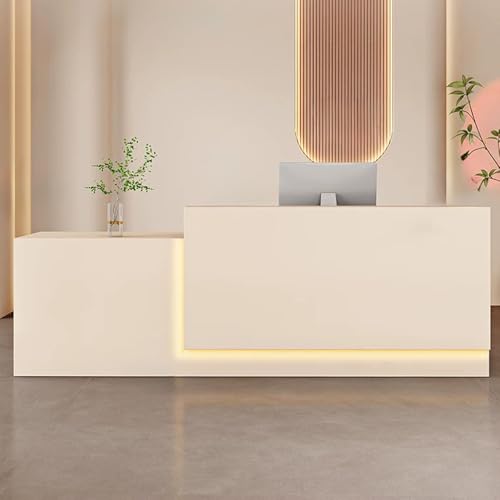 Escritorio de recepción con luz LED y cajón con cerradura para mostrador frontal de oficina