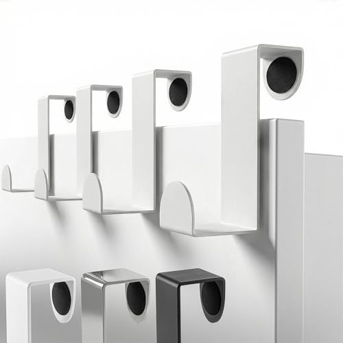 Minismus Perchero de puerta con base de fieltro – Perchero de acero inoxidable – Ganchos individuales para puerta – Ganchos para colgar ropa – Juego de 4 (blanco)